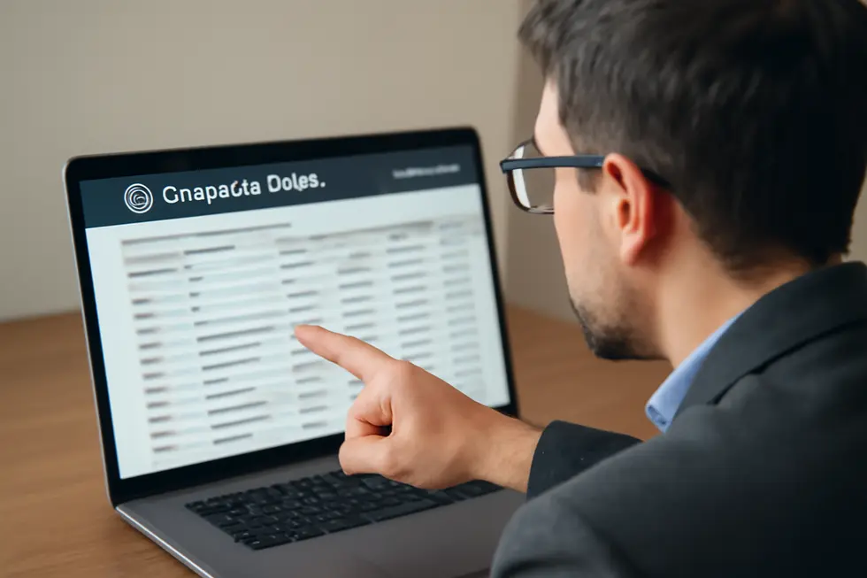 Business owner reviewing creative work with digital copyright symbols illustrating automatic protection.