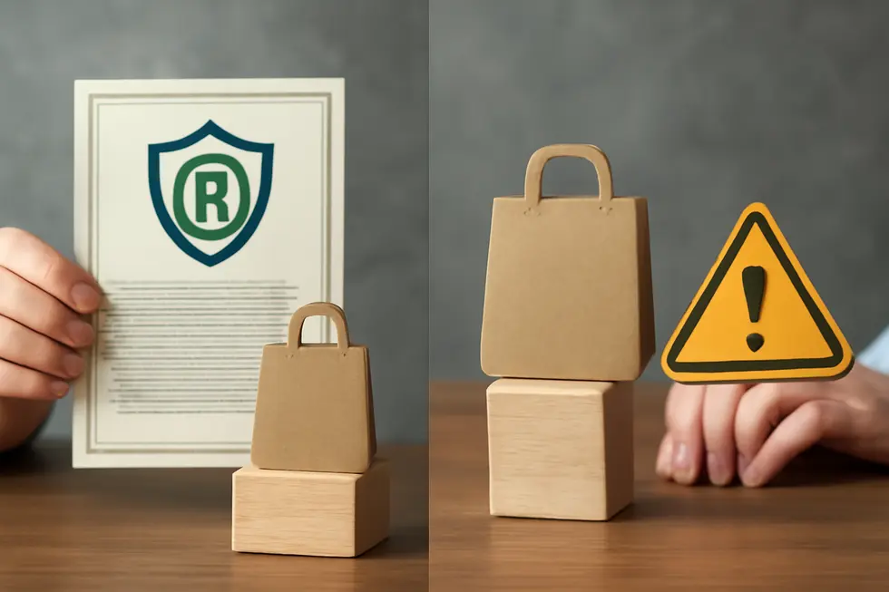 Business owner studying legal documents highlighting the protective power of trademarks.