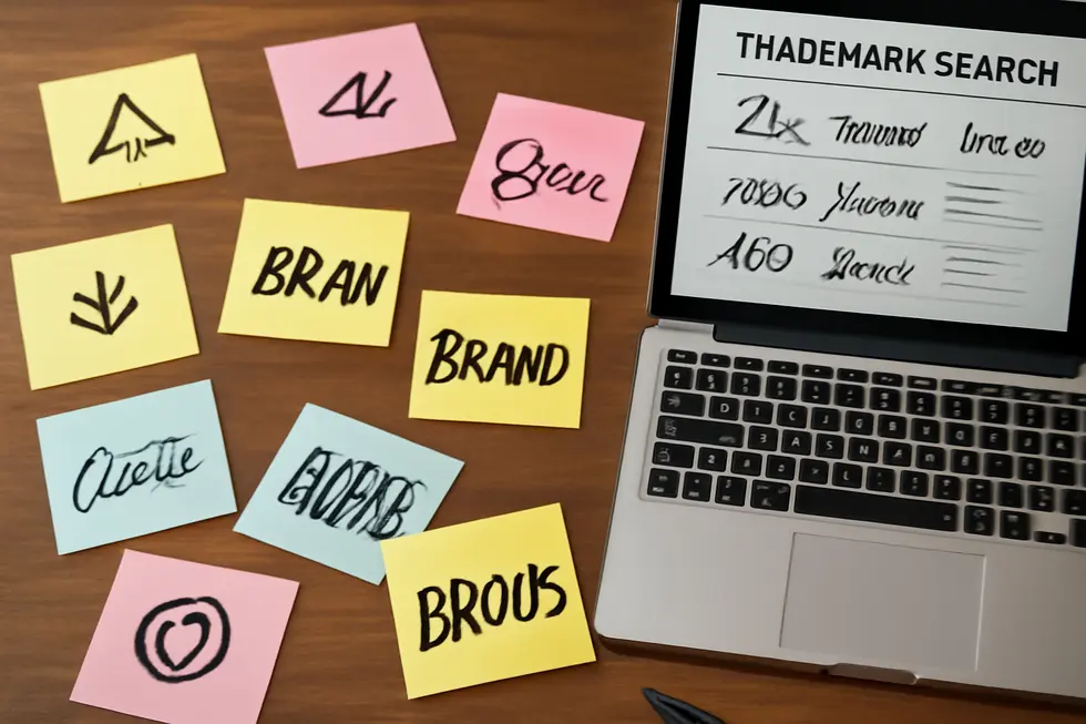 Visual representation illustrating the difference between patent and trademark protections for words.