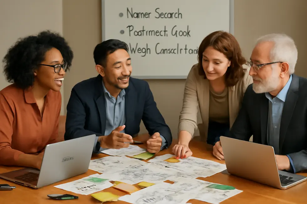 Business owner checking a state’s official database to ensure a business name meets registration rules and limitations.