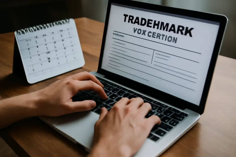 Illustration showing the difference between LLC state registration documents and trademark registration paperwork.