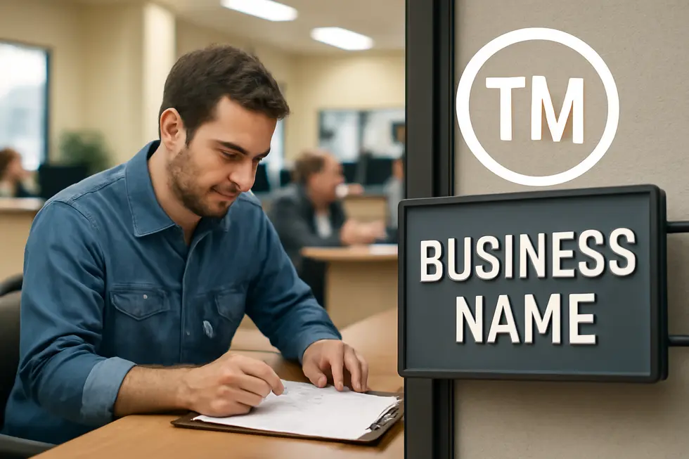 Visual comparison of LLC formation paperwork and trademark registration documents highlighting legal distinctions.