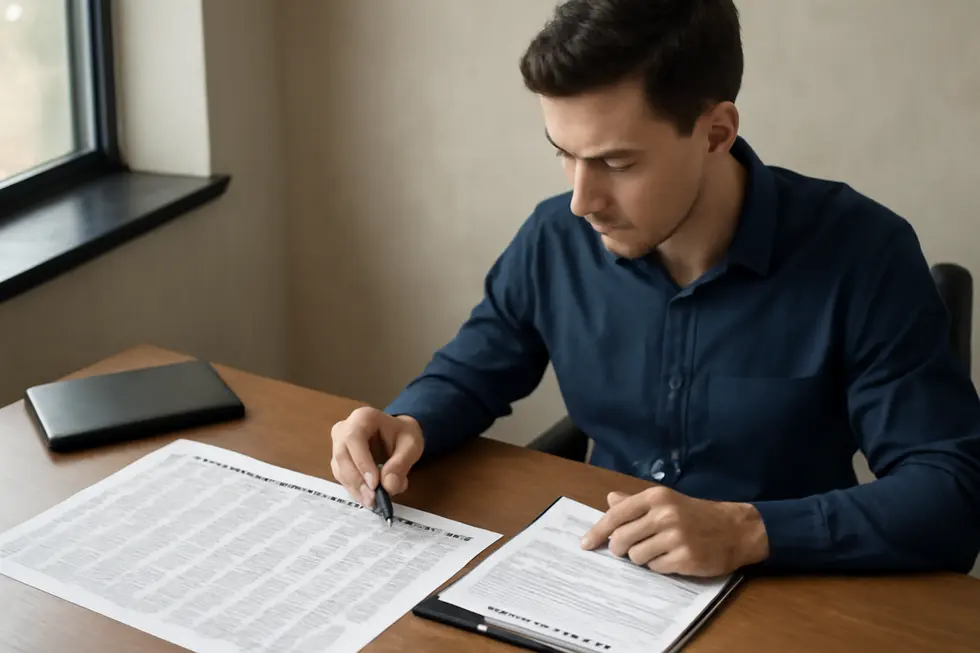 Business owner studying legal documents highlighting the protective power of trademarks.