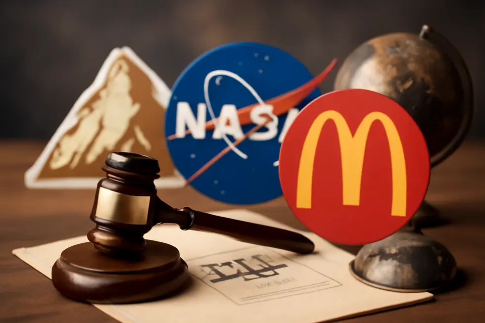A collage showcasing iconic trademarks and logos renowned for their distinctive features and global recognition.