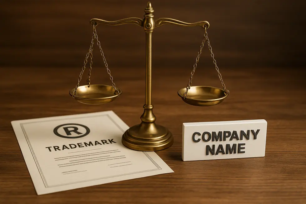 A visual depiction of the business name registration process emphasizing the importance of unique names.