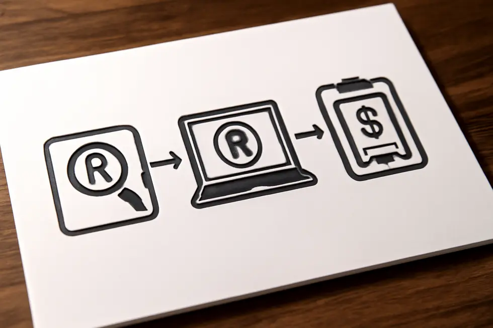 Visual representation illustrating the difference between patent and trademark protections for words.