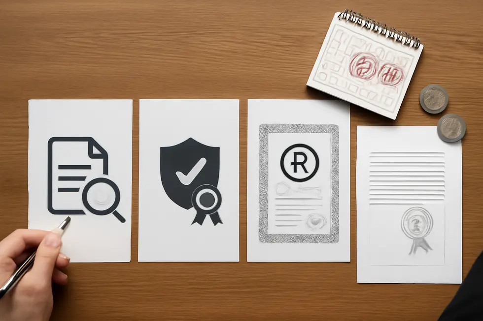 A business owner examining legal documents illustrating awareness of common law rights for trademark protection.