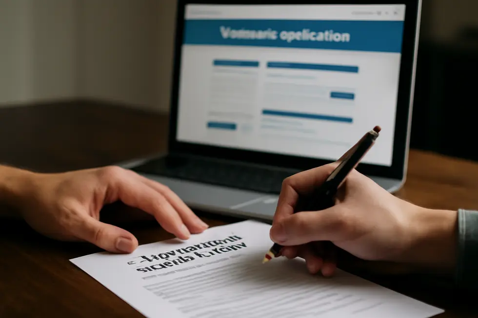A business owner reviewing trademark protections for their name and logo with a legal expert.