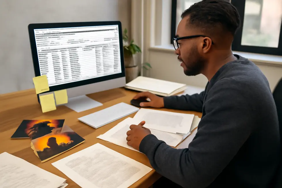 A professional conducting a comprehensive USPTO search to ensure rap name clearance.