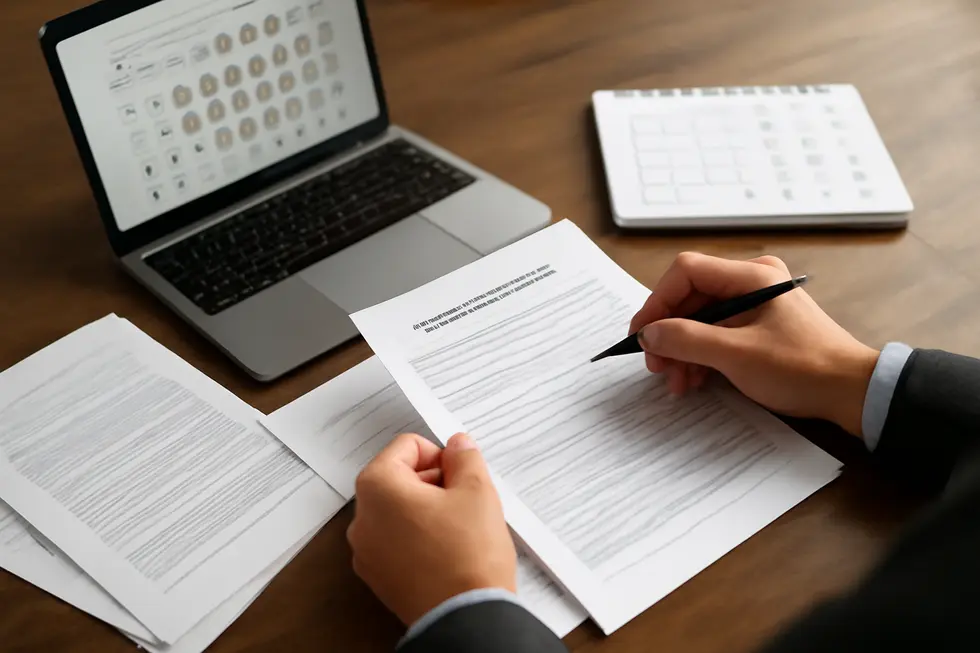 An entrepreneur securing legal protection for their company name through trademarking.