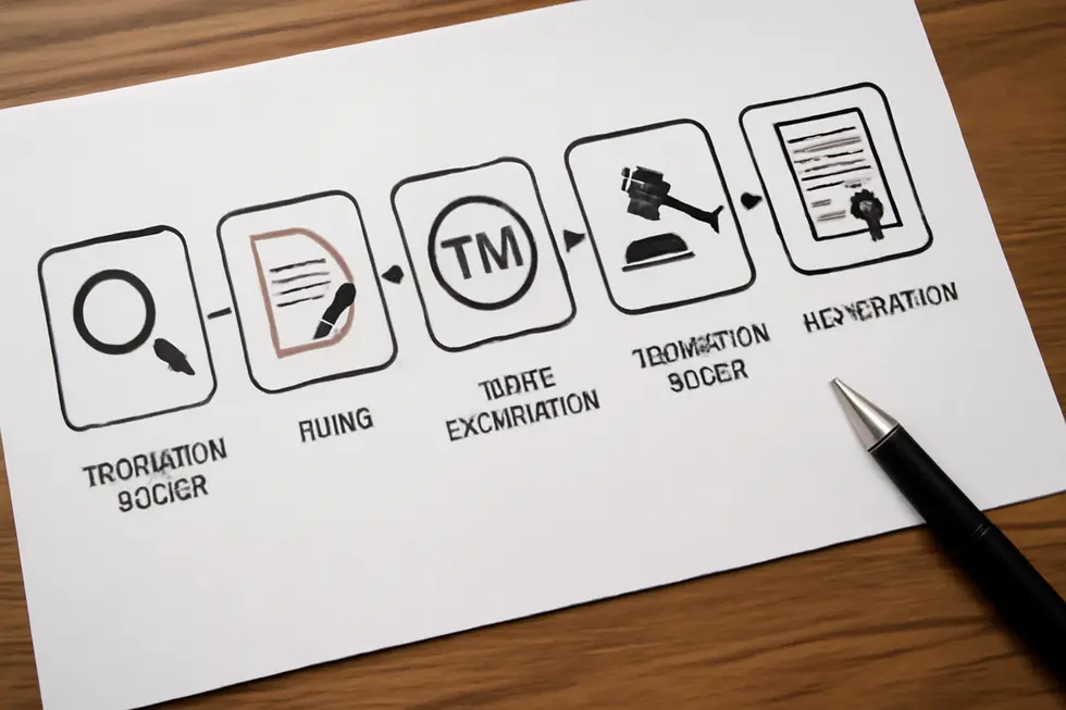 Visual comparison of LLC formation paperwork and trademark registration documents highlighting legal distinctions.