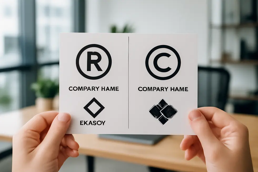 Visual comparison of trademark and copyright protections for company names and logos.