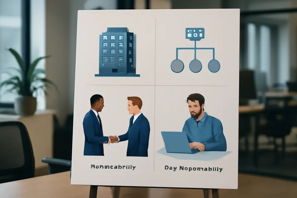 Visual representation of the main types of entity companies and their defining characteristics.