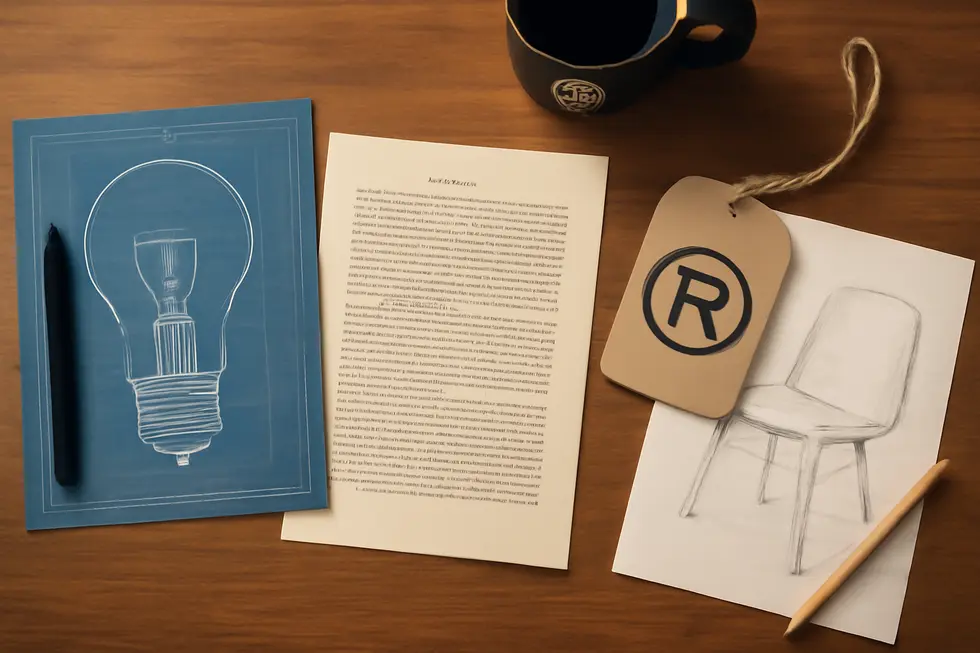 Business owner examining documents that define the scope of domestic intellectual property rights.