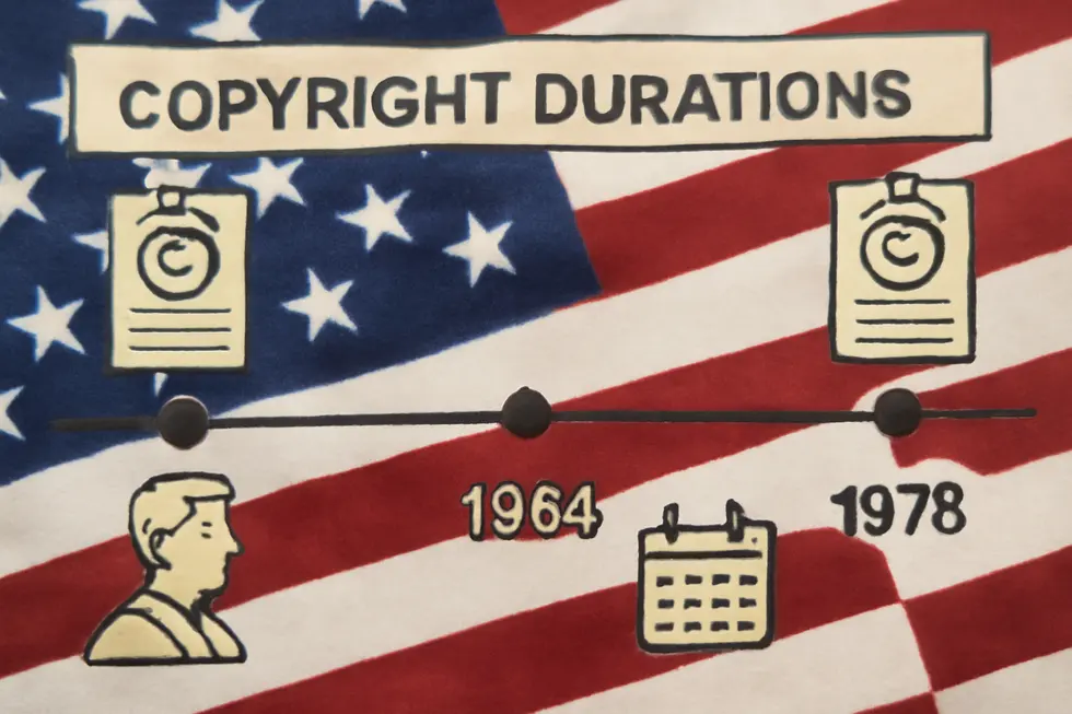 Timeline highlighting critical copyright durations and renewal requirements in the United States.