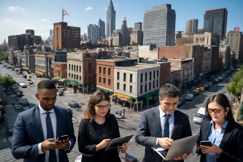 A panoramic cityscape highlighting the diverse and competitive US marketplace where new brands emerge and grow.