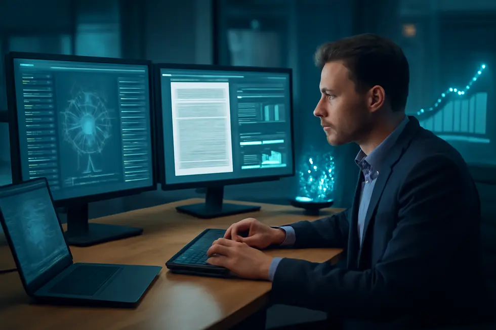 Business owners reviewing key patent types relevant to technology innovation and protection.