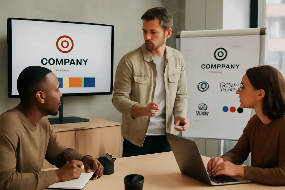 Business owners collaborate to create a memorable and legally compliant registered name.