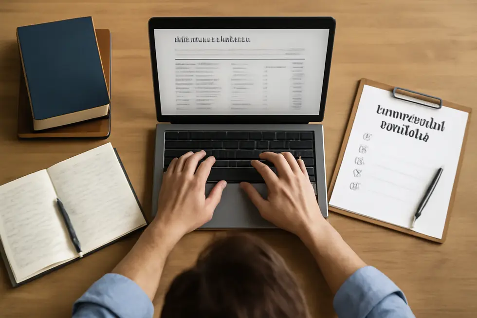 Business owner performing a comprehensive trademark search online to verify slogan uniqueness.