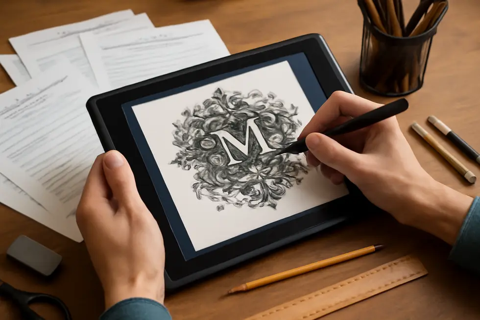 Business owner reviewing trademark registrations to protect intellectual property logos as brand identifiers.