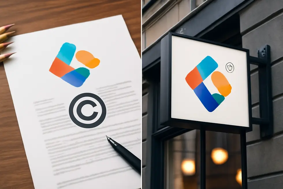 A business owner digitally registers a logo copyright through the U.S. Copyright Office’s online system.