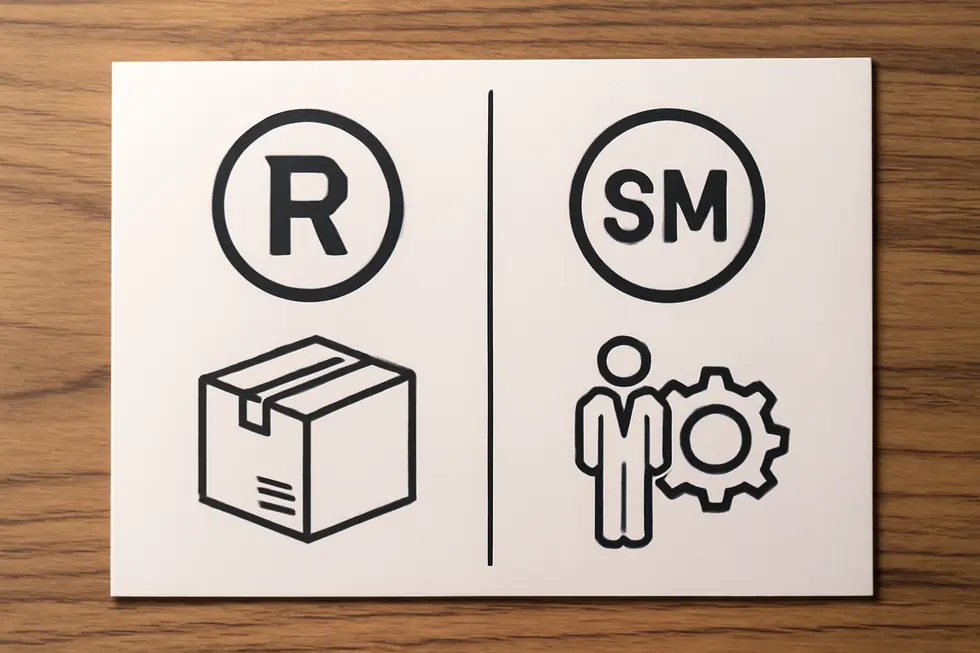Visual representation of various service marks illustrating their distinctive features.