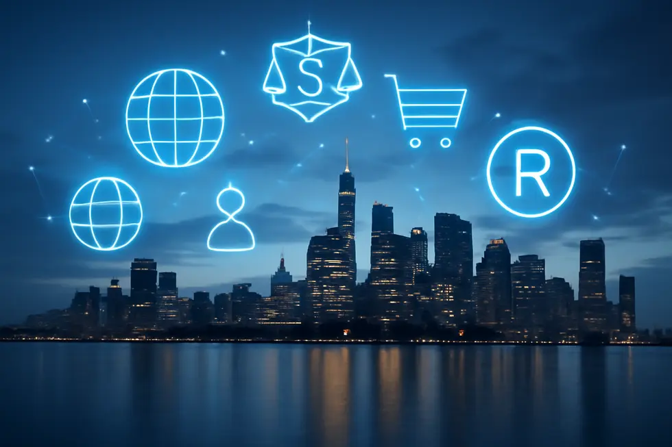 Visual representation of various service marks illustrating their distinctive features.