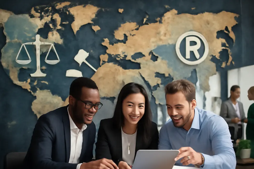 Patent attorney advising a business owner on the legal frameworks governing patents and intellectual property rights.