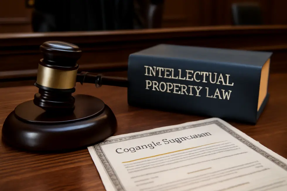 Visual representation of intellectual property categories highlighting the connection between IP and copyrights.
