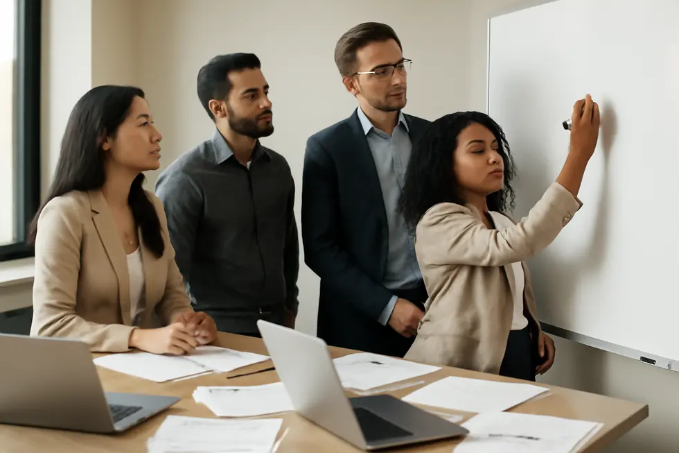 Business owners collaborate to create a memorable and legally compliant registered name.