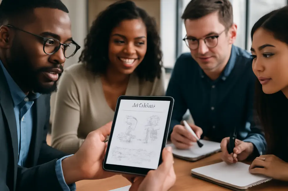 Business owner showcasing a new invention protected by patent rights, symbolizing innovation promotion.