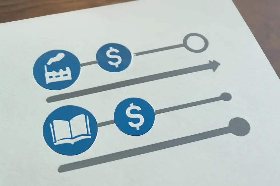 Visual highlight of the fundamental legal differences between patents and copyrights with symbolic representations.