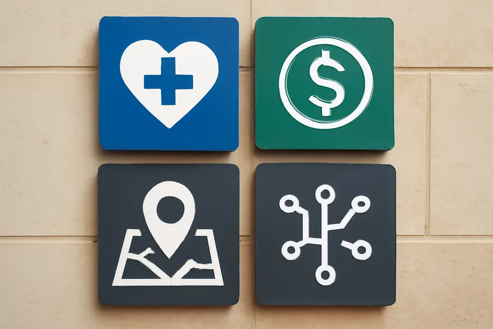 Visual representation of various service marks illustrating their distinctive features.