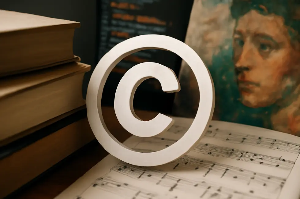 Visual representation of intellectual property categories highlighting the connection between IP and copyrights.