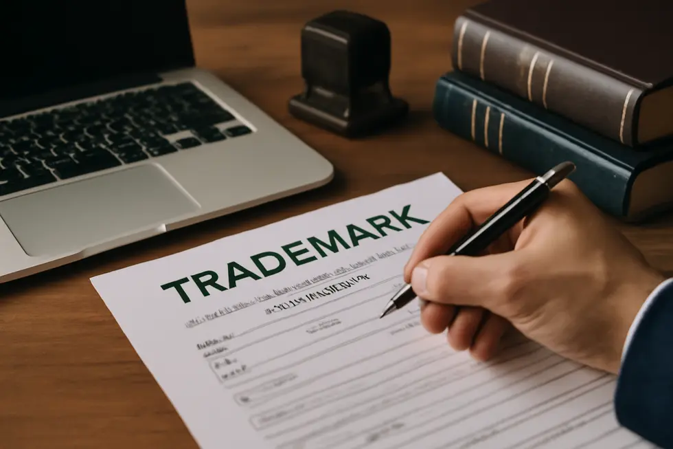Visual representation of an LLC holding trademark ownership documents emphasizing legal and practical aspects.