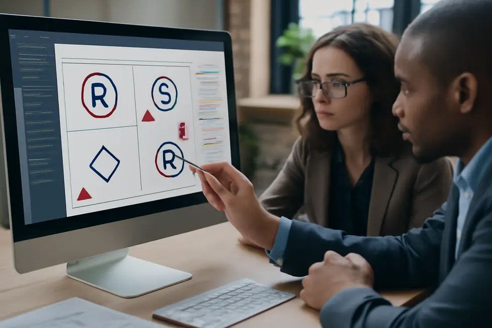 A business owner actively filing for trademark registration to safeguard their logo legally.