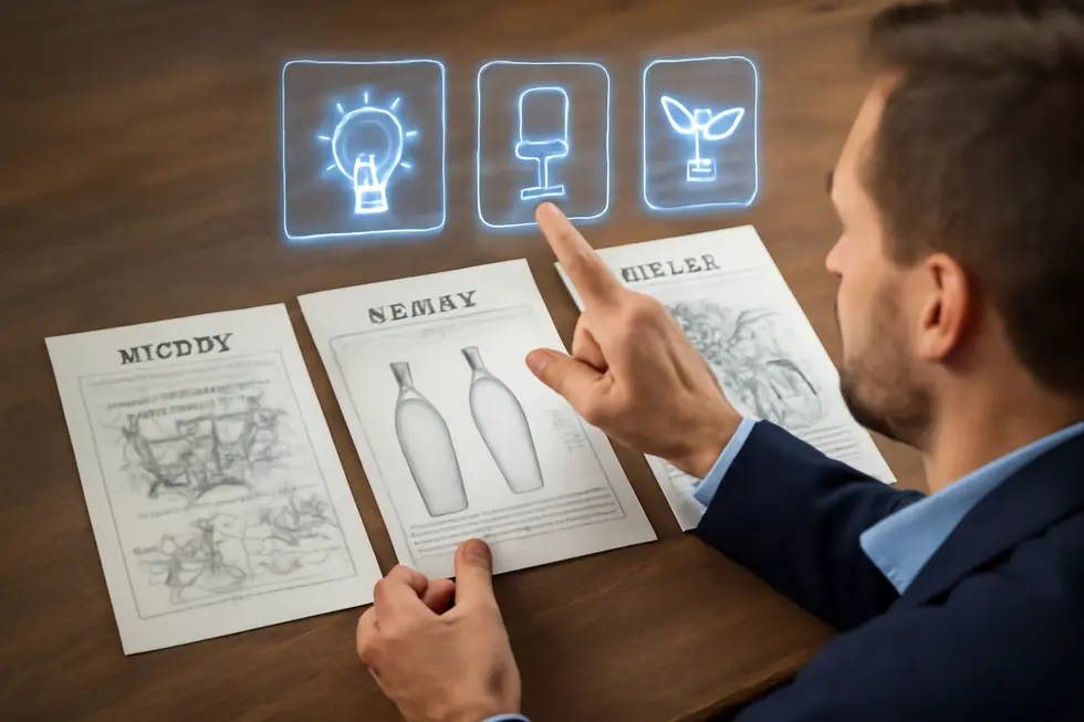 Visualization of different patent types relevant for protecting diverse business innovations.