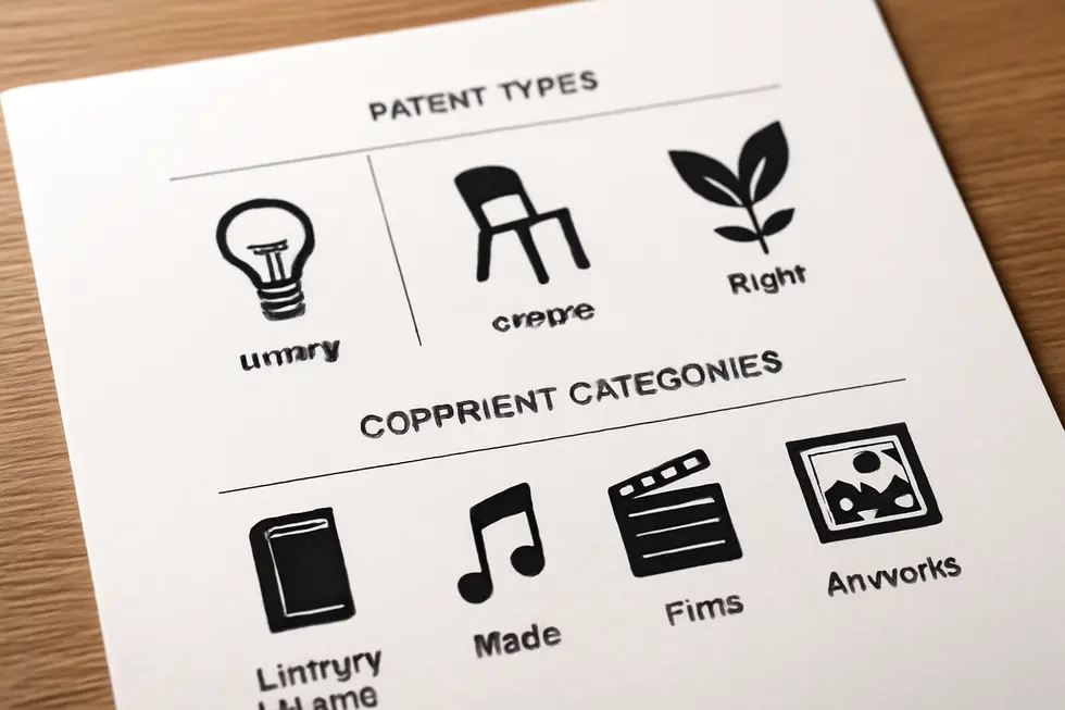A business owner learning about patent and copyright laws from an IP attorney, highlighting the foundational legal framework.