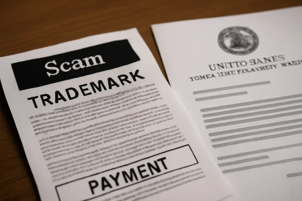 Business owner confidently using Trademarkia’s platform for a trademark search, illustrating trustworthiness.