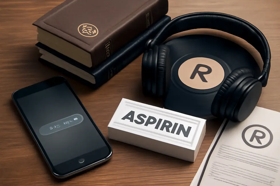 Trademarked food and beverage products stand out on shelves through unique packaging, logos, and brand identities protected by law.