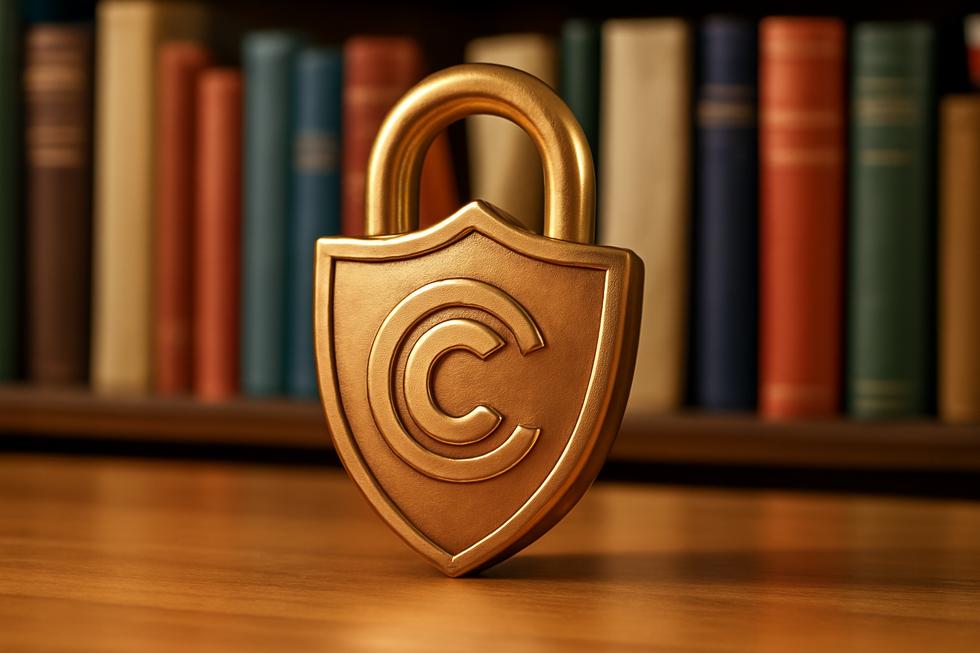 A visual metaphor for copyright protection symbolizing secured intellectual property.