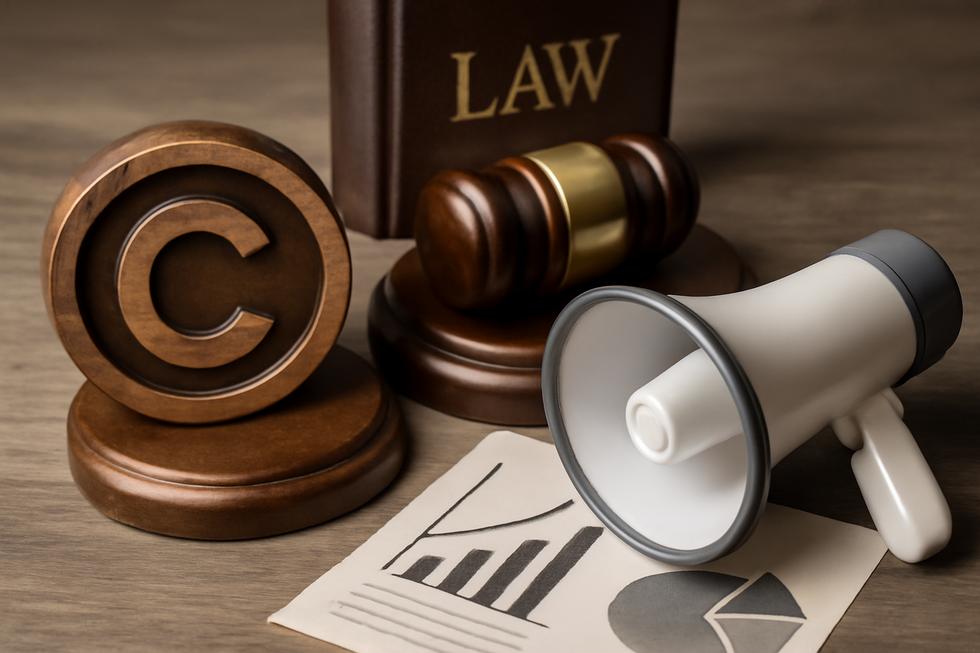 A visual representation of copyright and copywriting concepts for business owners.