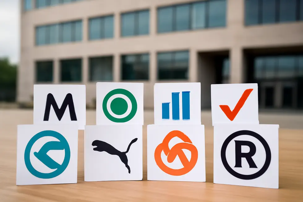 Various trademarks symbolize brand protection and recognition.