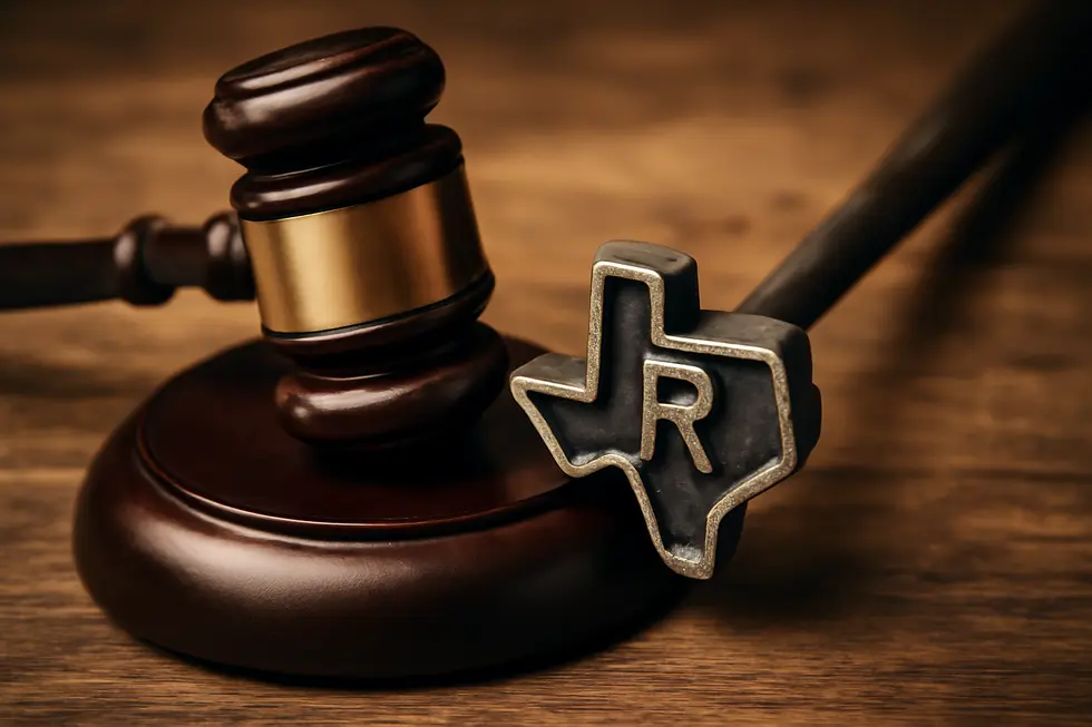 An infographic depicting the county-level brand registration process in Texas, emphasizing local authority.